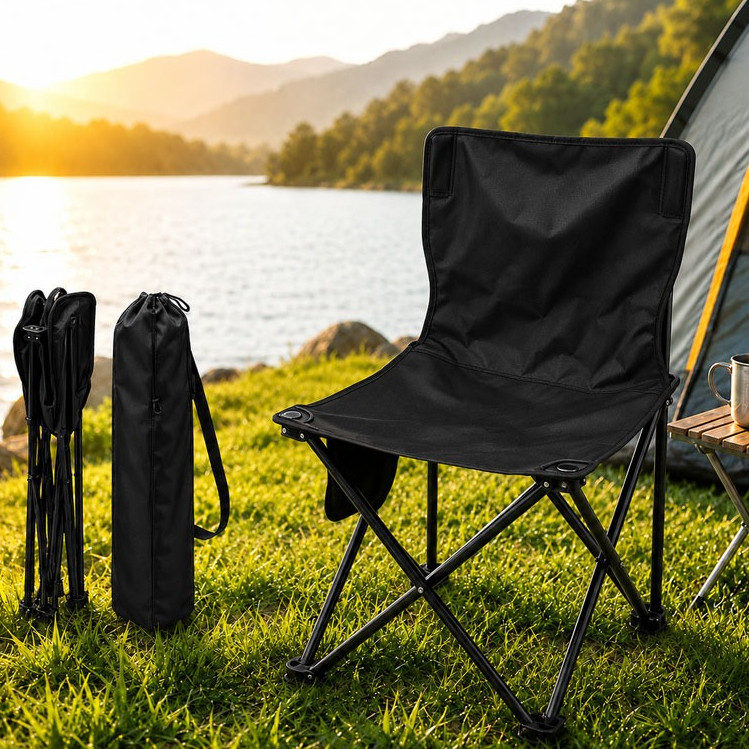 Cadeira Camping Dobrável Portátil com Bolsa de Transporte