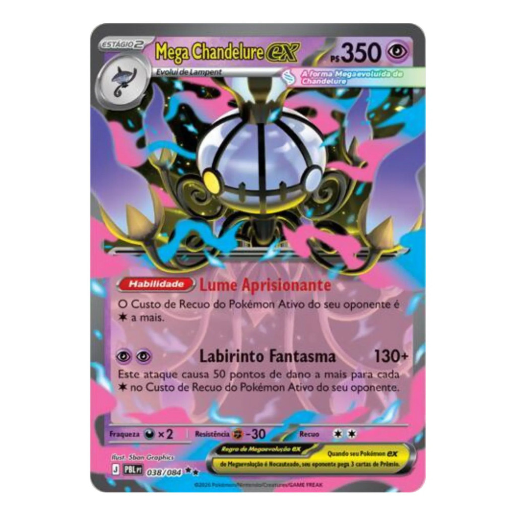 Carta Pokémon Mega Chandelure Ex 038/084 Rara Dupla Copag