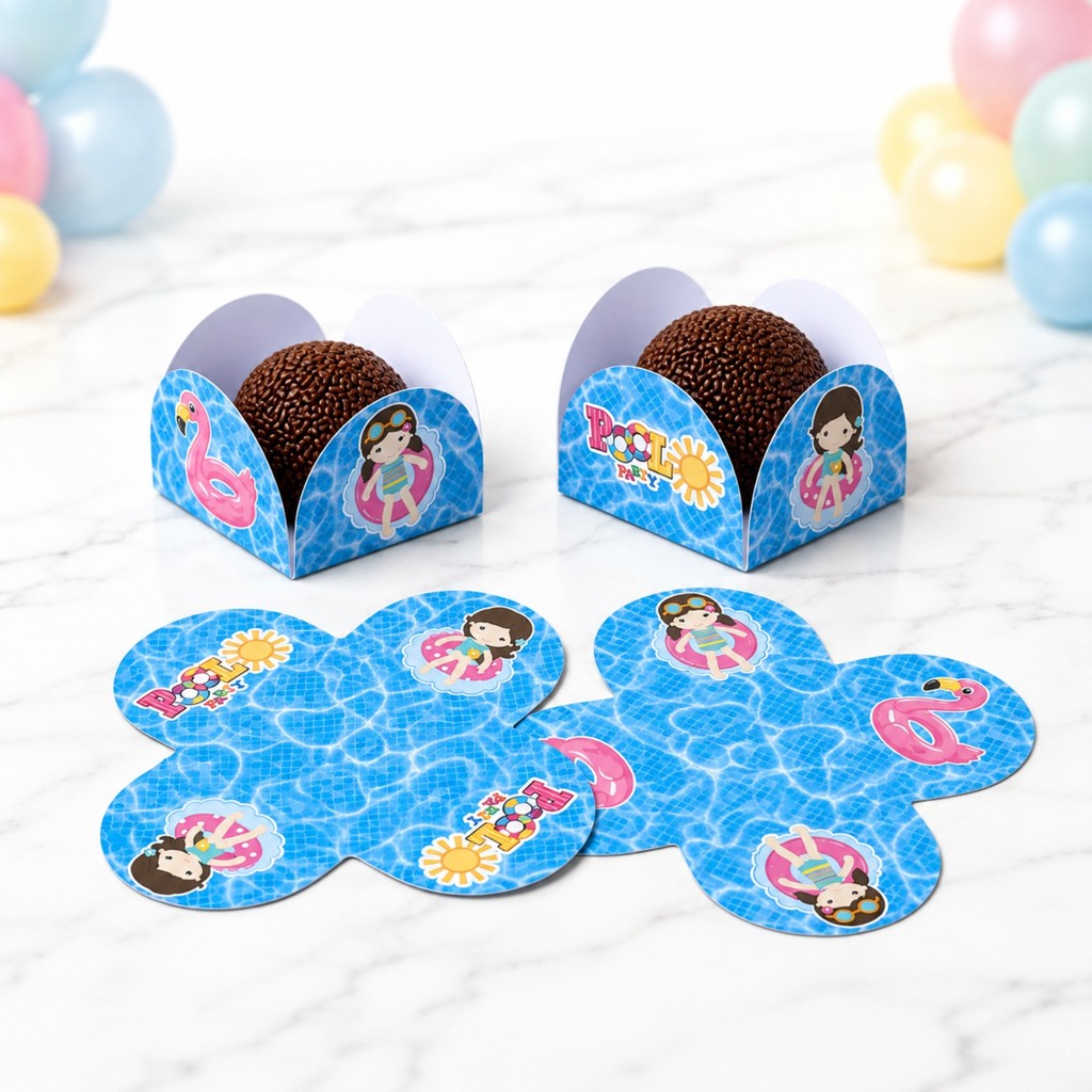 Forminha de Doces Pool Party menina Personalizada no Tema /Lembrancinha de Festa /Aniversário