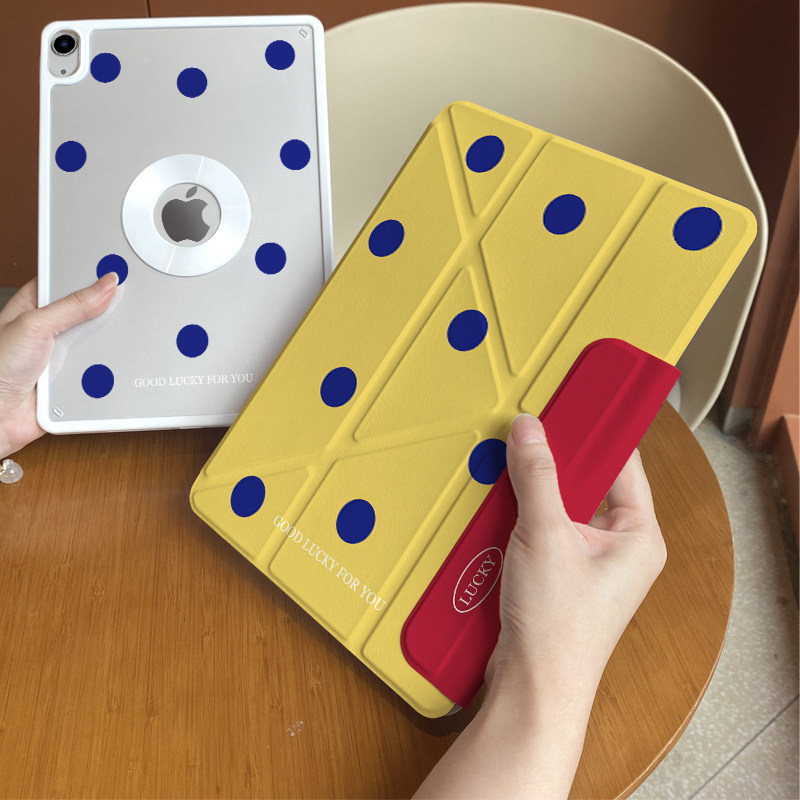 Bolinhas de fundo amarelo estilo coreano adequado para Apple iPad Tablet capa pr