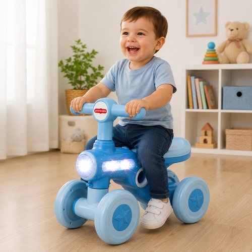 Bicicleta Equilíbrio Infantil Quatro Rodas Estável Seguro Fácil Aprender - azul ou rosa