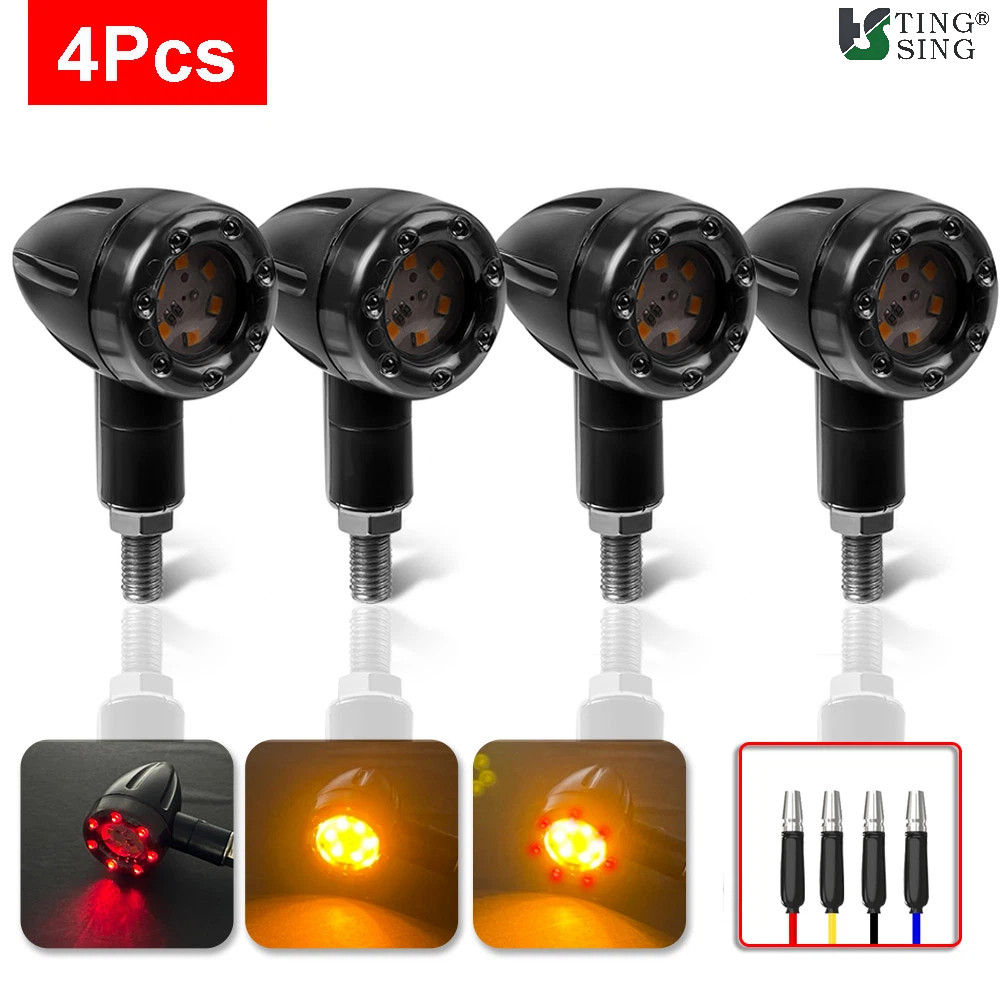 4 Pçs Motocicleta LED Indicadores De Sinal Volta Parar Luz Mini Bala Lâmpada Advertência Pisca 12V Para Honda Suzuki Kaw