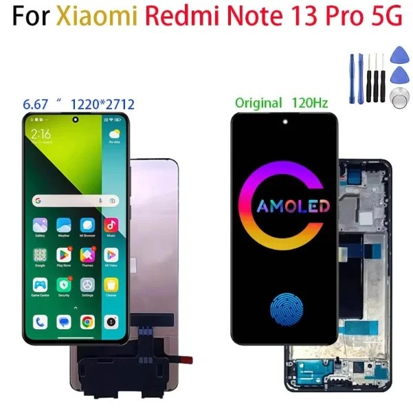 Original 6.67 " AMOLED Para Xiaomi Redmi Note13 Pro Nota 13 5G Display LCD Tela