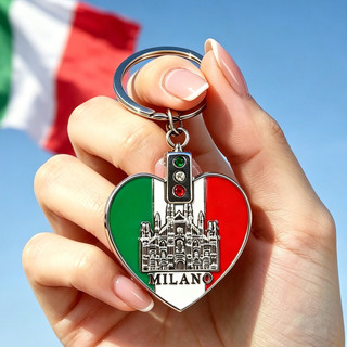 MILAGRO Milan Catedral Amor Coração Chaveiro Bandeira Italiana Viagem Comemorativa Bolsa de Carro Pingente Presente