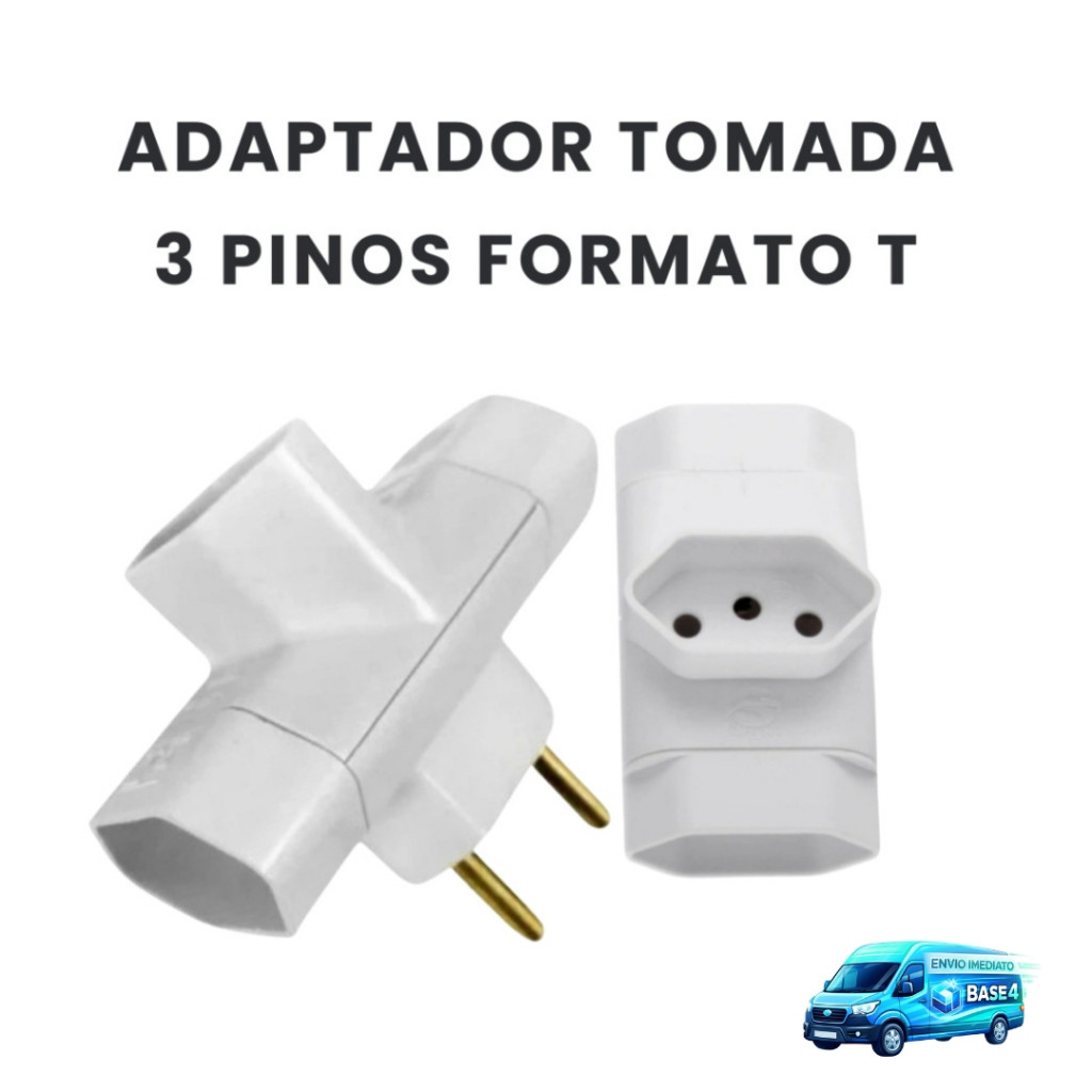 Adaptador Tomada 3 Pinos Formato T 20A  E 10A Bivolt Benjamin Triplo Padrão Novo Extensor Tomada