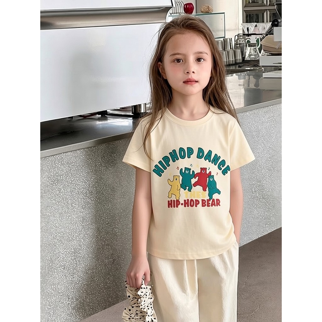 Médio grande crianças comércio exterior roupas infantis dos desenhos animados impresso puro algodão manga curta camiseta