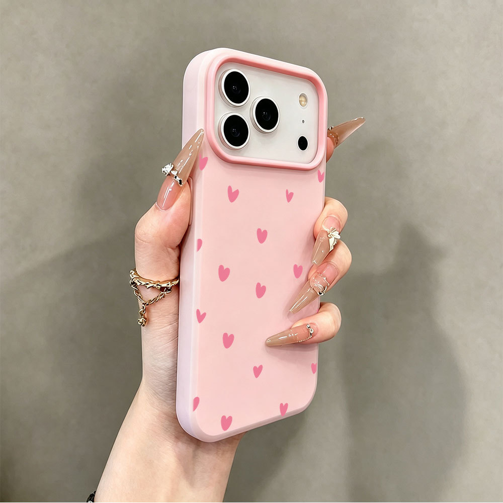 Amor Cor-de-rosa Coreano Capa 2 Em 1 Para IPhone 17 Pro Max 13 11 15 14 12 Normal 16 16e Air Capinha