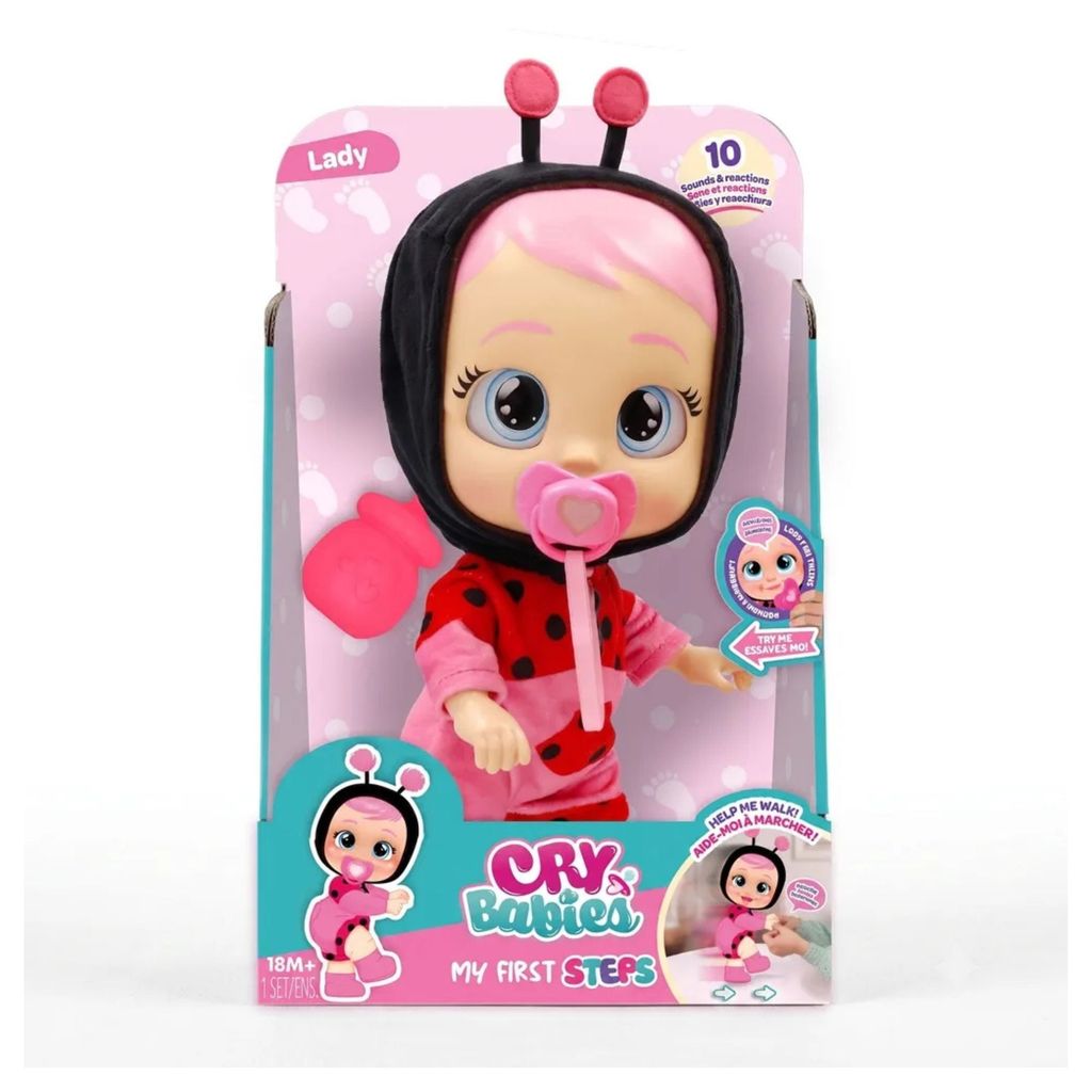 Boneca Cry Babies Lady Anda de Verdade, Emite Sons e Chora Lágrimas Reais Multikids - BR2797