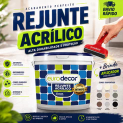 Rejunte Líquido 1KG Ou 5KG Antimofo Banheiro Interno Externo Eurodecor Várias Cores + Aplicador