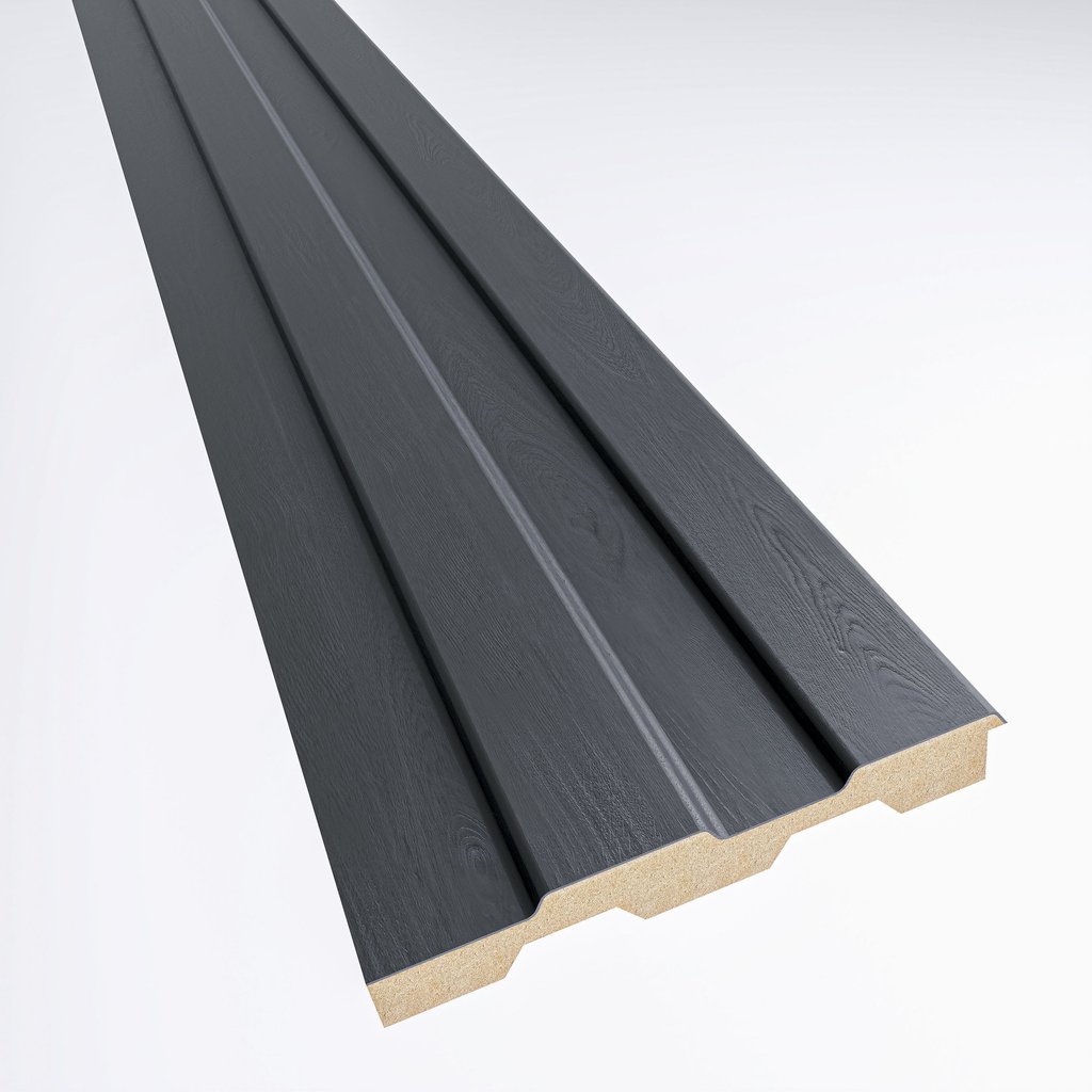 Painel Ripado em Placa 10,5x270cm (0,28m²) MDF Preto Moldufama Preto