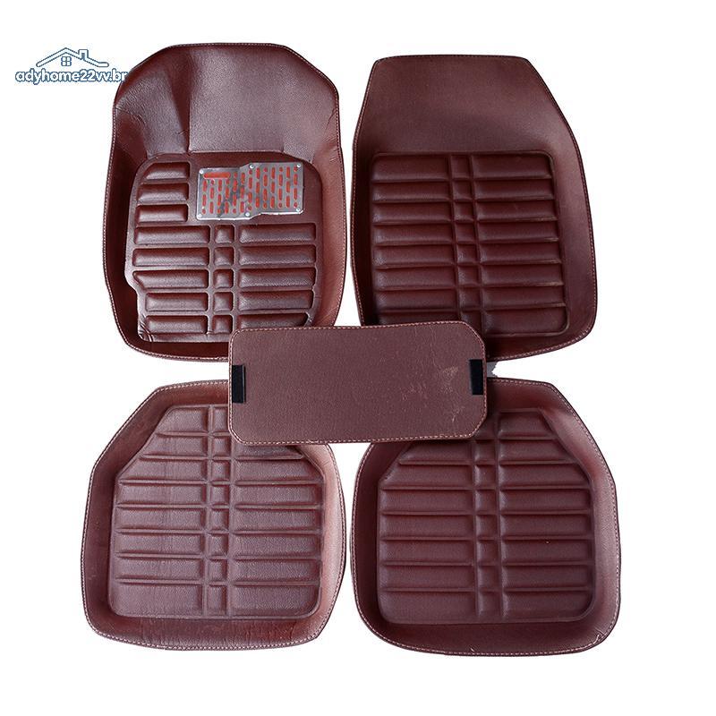 adyhome22vv 5 Pçs/set universal Cor Café Carro auto Tapetes Forro De Couro Tapete br