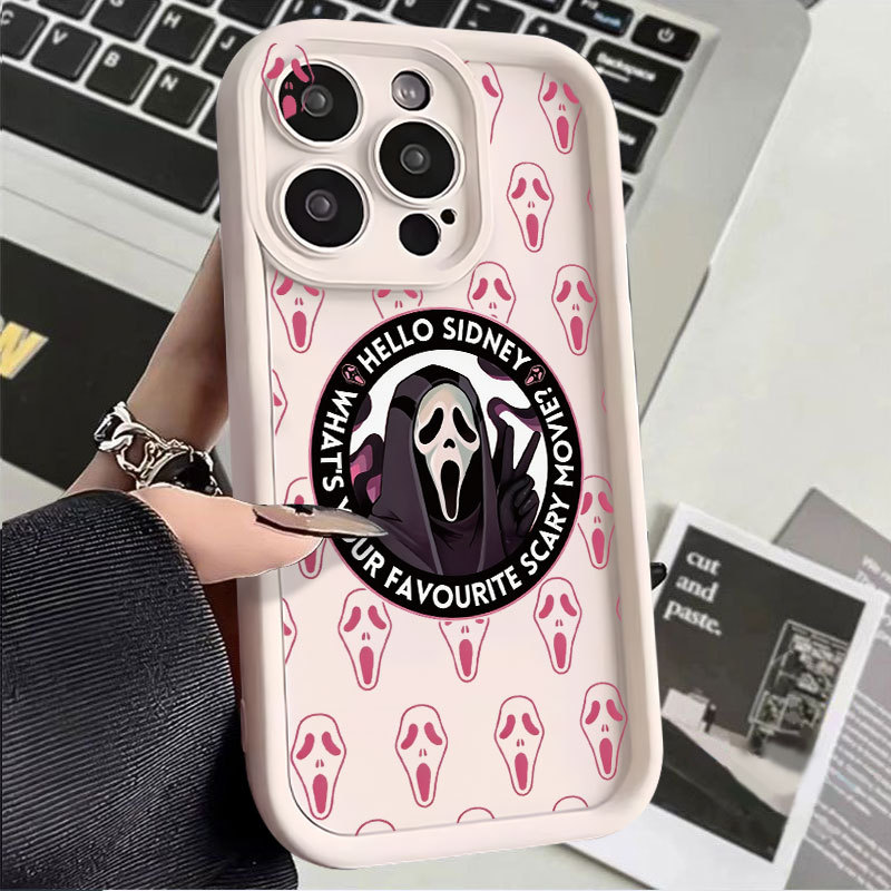 Capinha de silicone macia para Samsung Galaxy A15 A14 A05S A23 A34 A35 A55 A54 A12 A13 S24 S20FE Rosto Fantasma Rosa