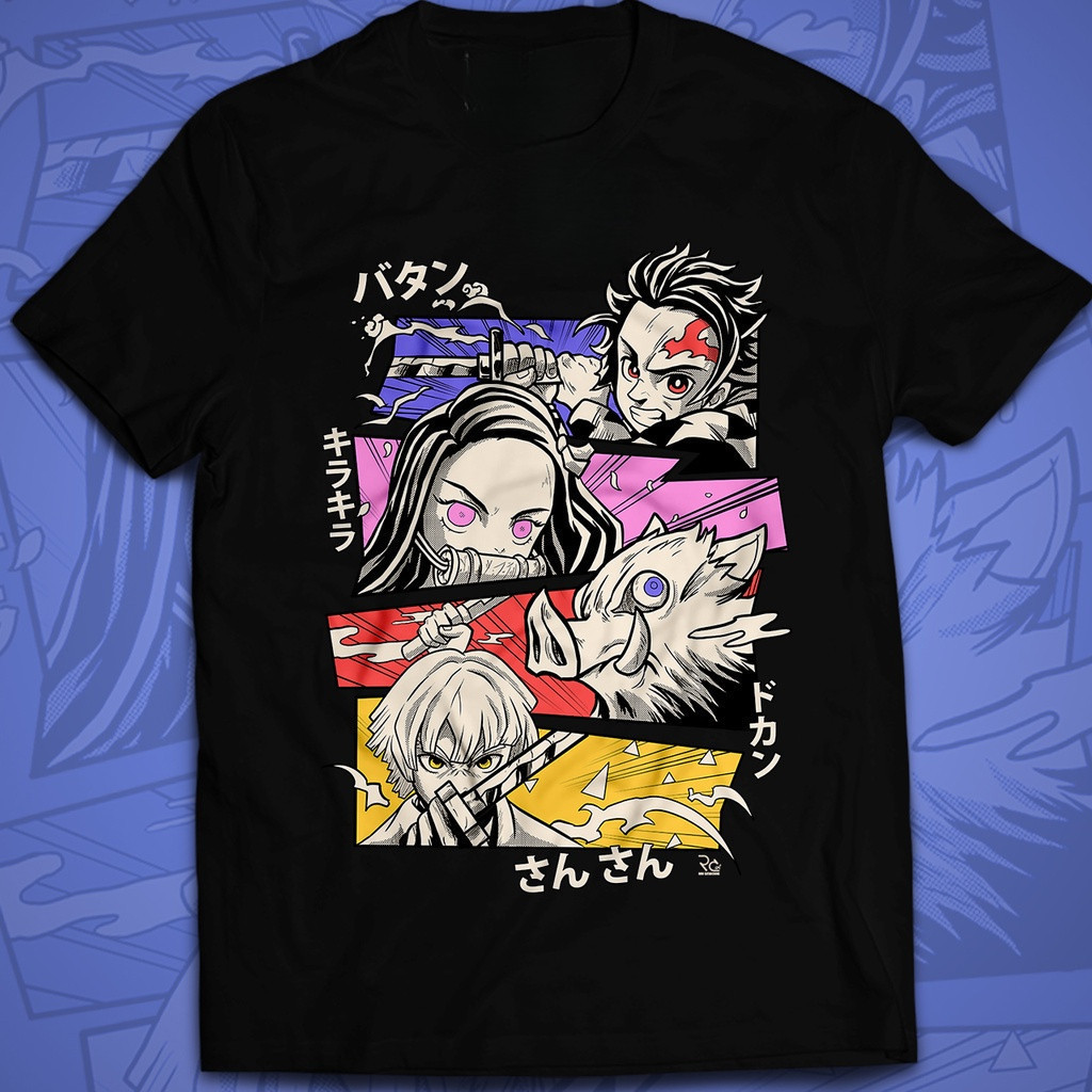 [Camiseta Premium em Algodão Puro]MIA Slayer Kimetsu no Yaiba Algodão 30.1 Malha Penteada Arte 302 JOVI ec Oferta Do Dia