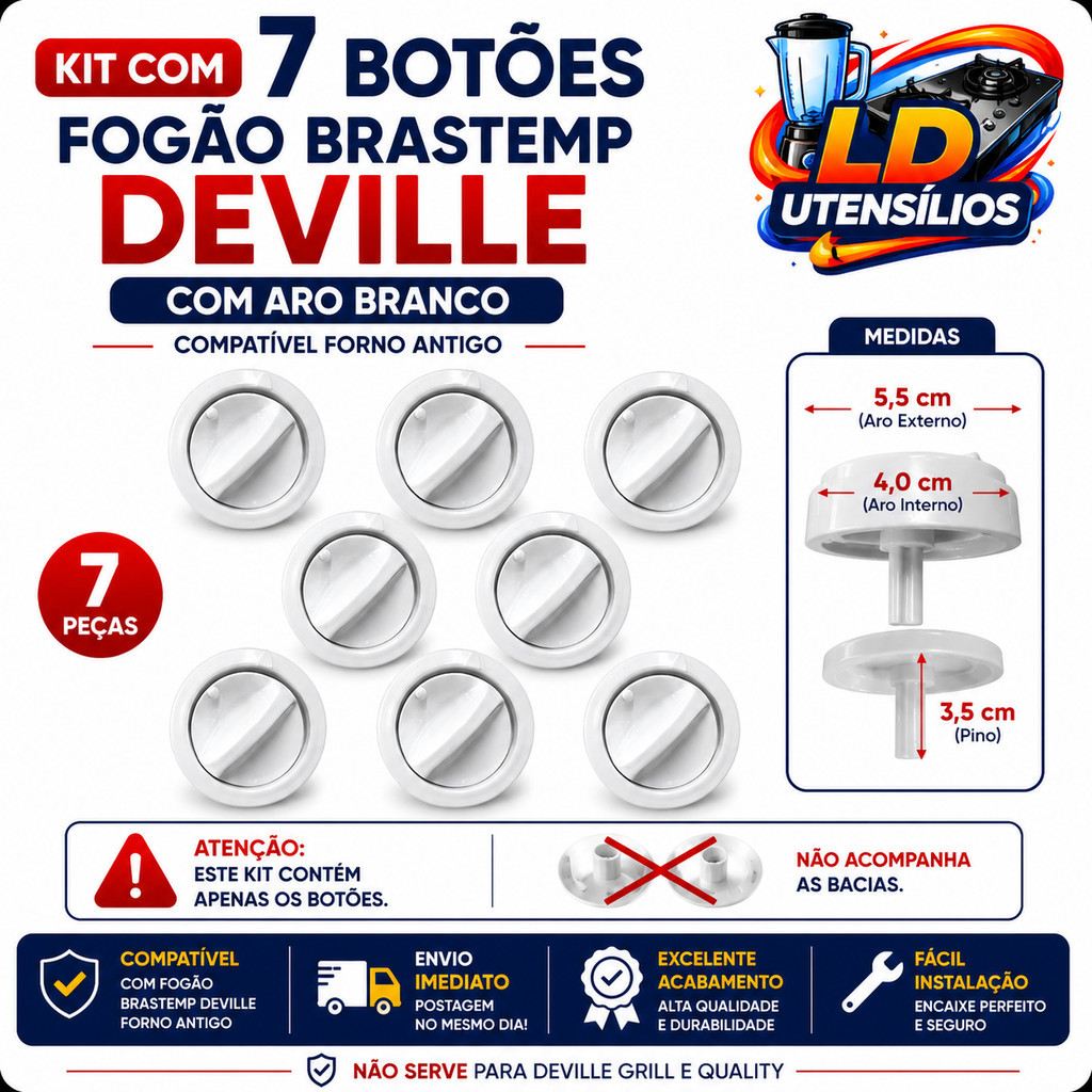 7 Botões Fogão Brastemp Deville Com Aro Branco 6 Bocas Forno Alta Qualidade Envio Rápido Oferta Shopee
