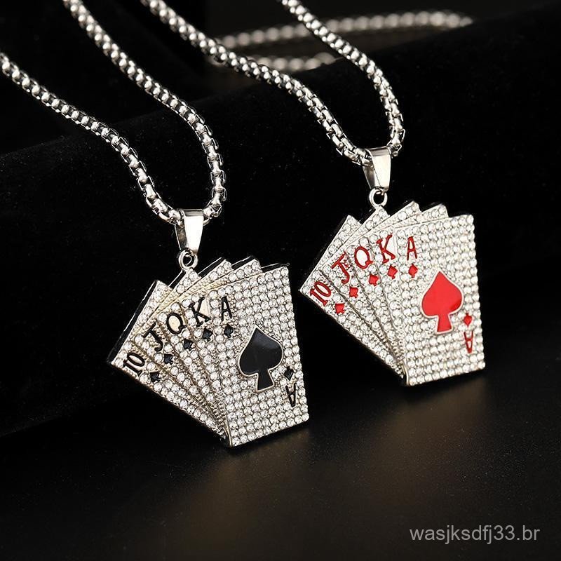 Colar Masculino Vintage de Aço Titânio com Pingente de Ás de Espadas Prateado, Estilo Punk, Joia Personalizada