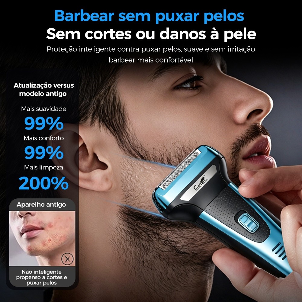 Maquina De Barbear Aparador E Depiladorde Pelos Elétrico 3 Em1 Cabelo Nariz Barba Corpo-Eletromex — imagem 2 de 2