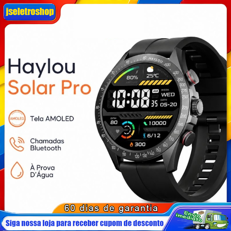 Smartwatch Haylou Solar Pro AMOLED Chamadas Bluetooth Android iPhone 100 Modos Esportivos IP68