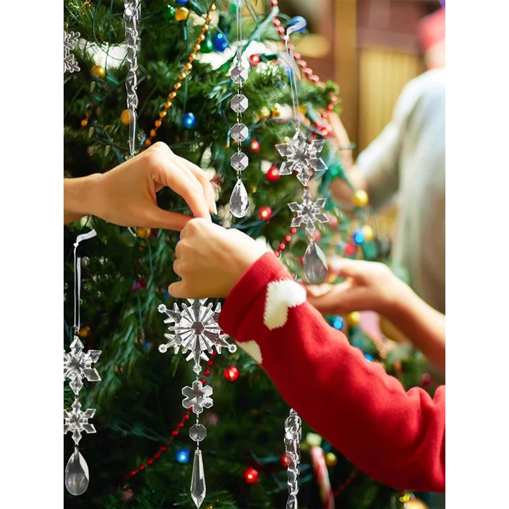 Novas decorações de natal barra de gelo de cervos transparente floco de neve borda de gelo acrílico falso Cone de gelo a