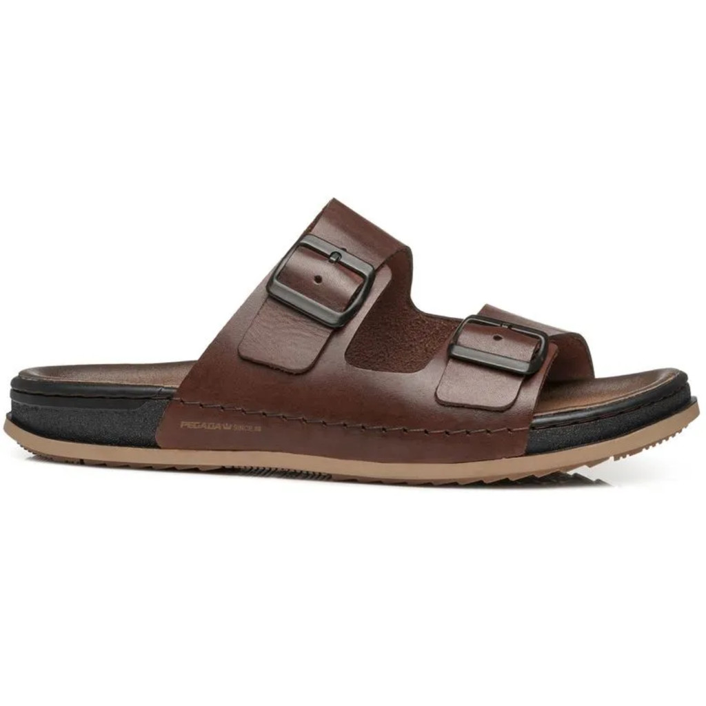 Sandália Chinelo Slide Masculino Pegada Couro Fivelas Ajustáveis Original · foto 2