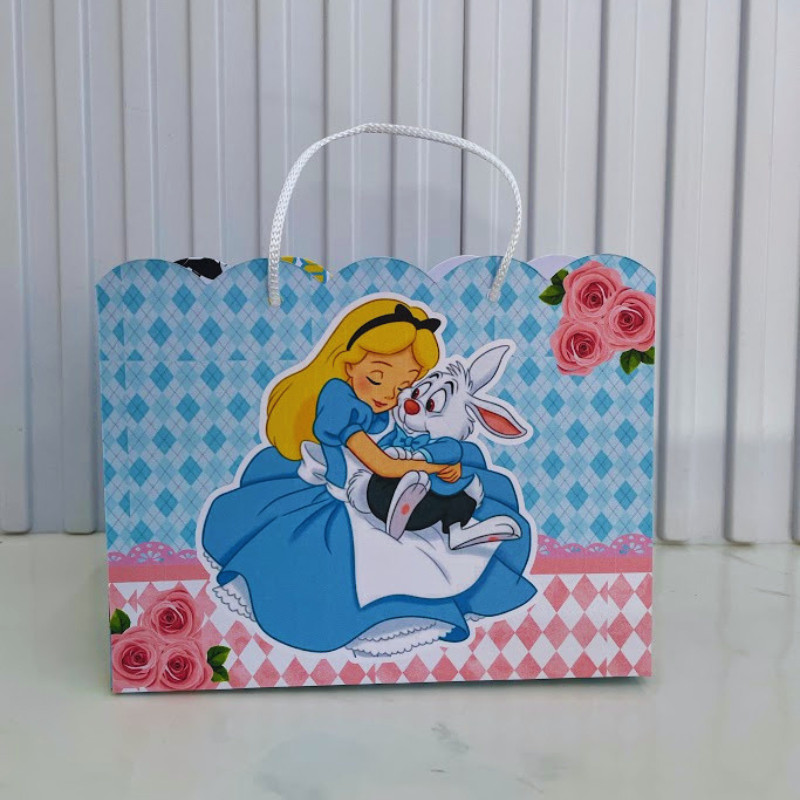Sacolinha G Personalizada Alice no pais das maravilhas | Lembrancinha Festa Infantil | DESMONTADO
