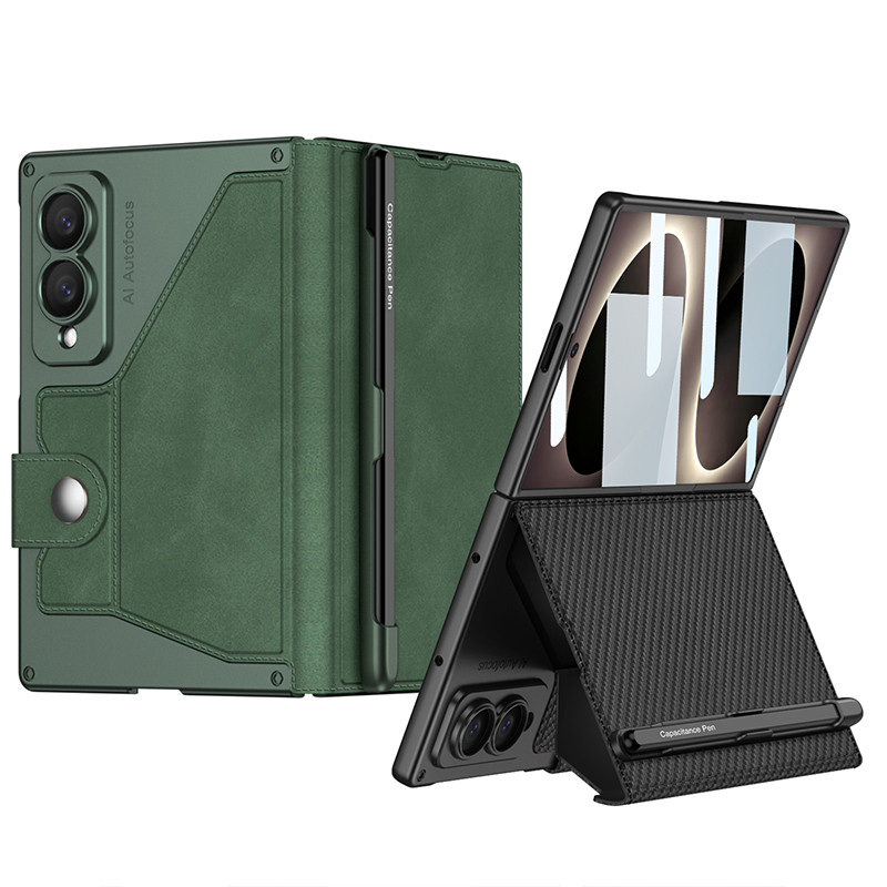 Moda Couro Real Suporte Caneta Slot Embalagem Para Samsung Galaxy Z Fold 8 Caso 