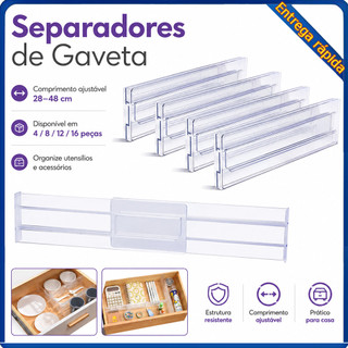 4/8/12/16 peças separador de gaveta altura 8cm comprimento ajustável 28-48cm forte durável