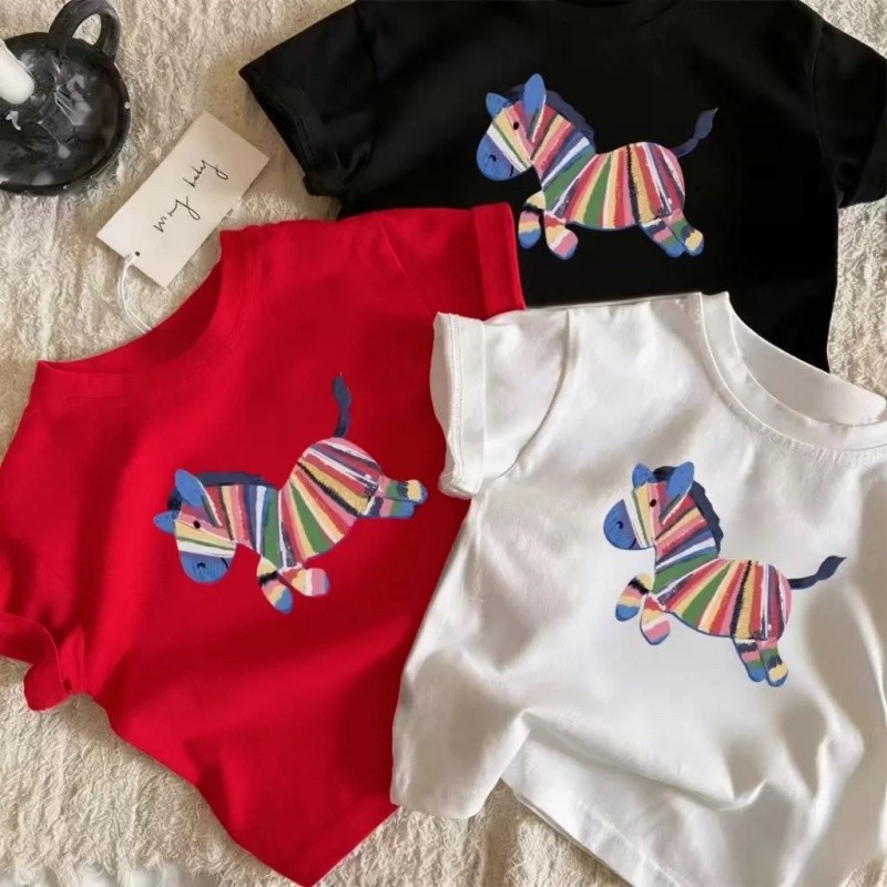 Crianças camiseta de manga curta 2026 novo estilo médio pequeno crianças verão puro algodão meninos verão meia manga beb