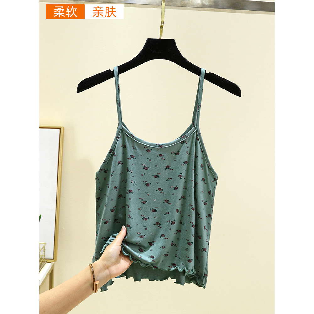 Modal camisola fina verão interior solto voando camisa de fundo senhoras Casual tamanho grande impresso topo