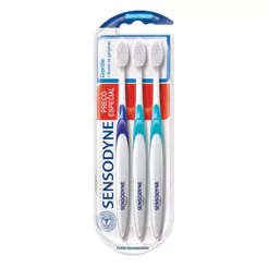 Escova Dental Sensodyne Gentle Extra Macia Cores Sortidas 3 Unidades Preço Especial