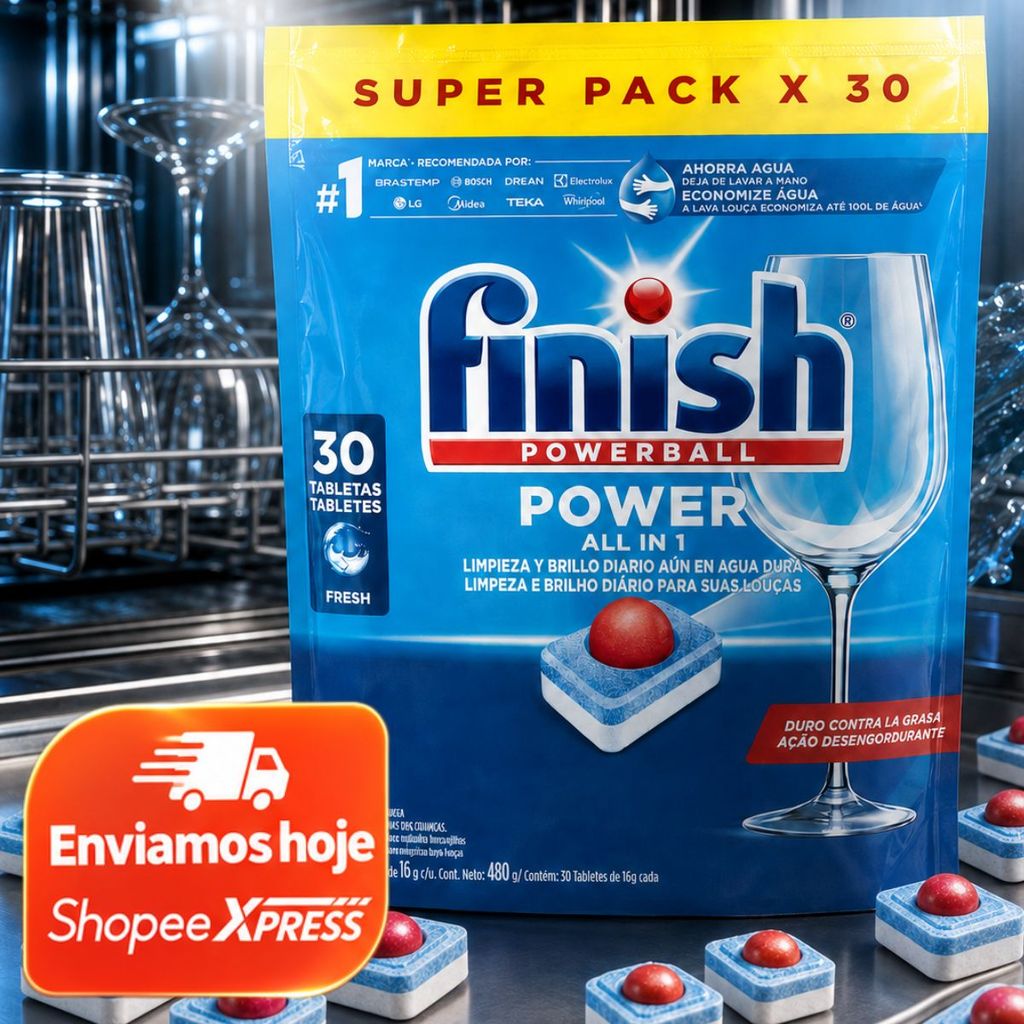 Finish Powerball com 30 Tabletes Finish Detergente para Lava Louças