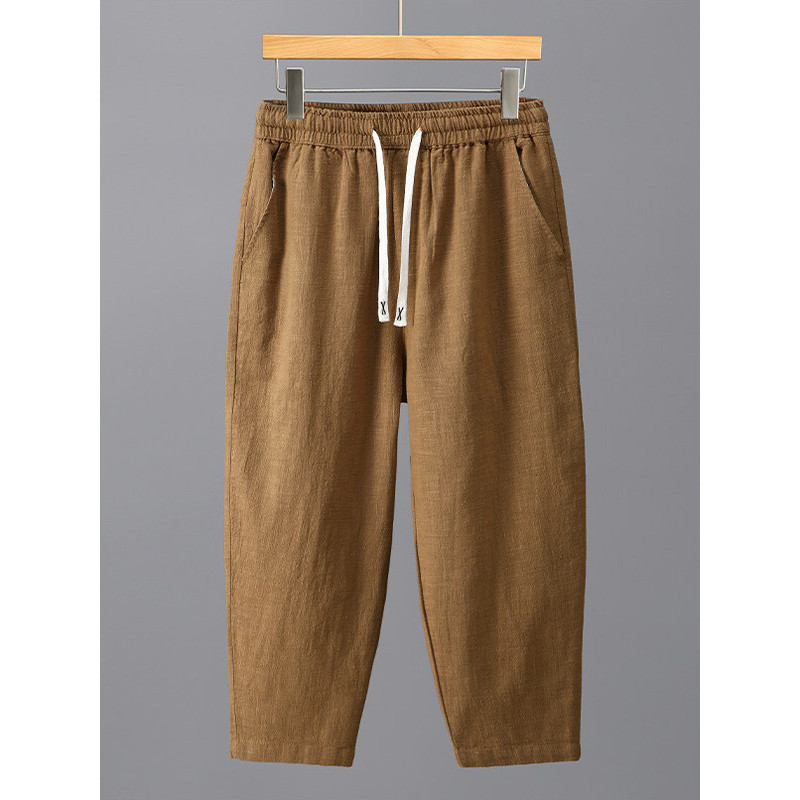 Calças masculinas verão Ramie algodão linho calças casuais homens verão calças cortadas de linho reto calças masculinas 