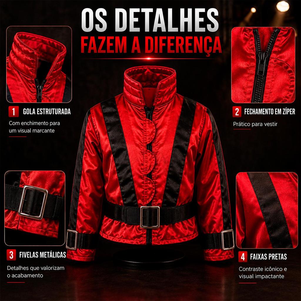 Fantasia Michael Jackson Thriller Infantil pra Menino de Luxo Com Jaqueta e Calça — imagem 2 de 2