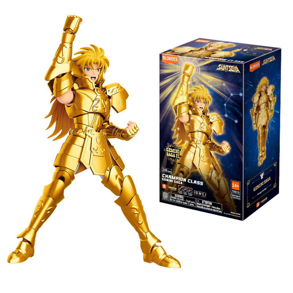 Boneco Articulado Montável Blokees Saint Seiya Champion Class Gemini Saga Colecionável Model Kit
