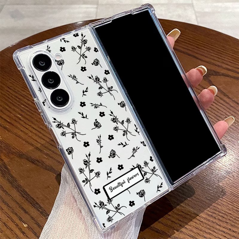 Case Capinnha Para Z Fold 5/6/7/8 / Z Fold 8 Ultra Case Transparente  flowers Acrílica Protetor