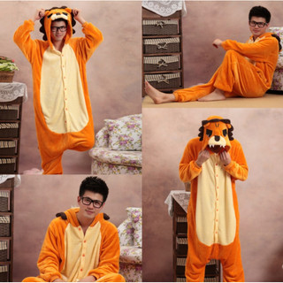 Leão macacão pijamas Animal macacão masculino feminino outono inverno engrossado amor apartamento kigurumi onesie