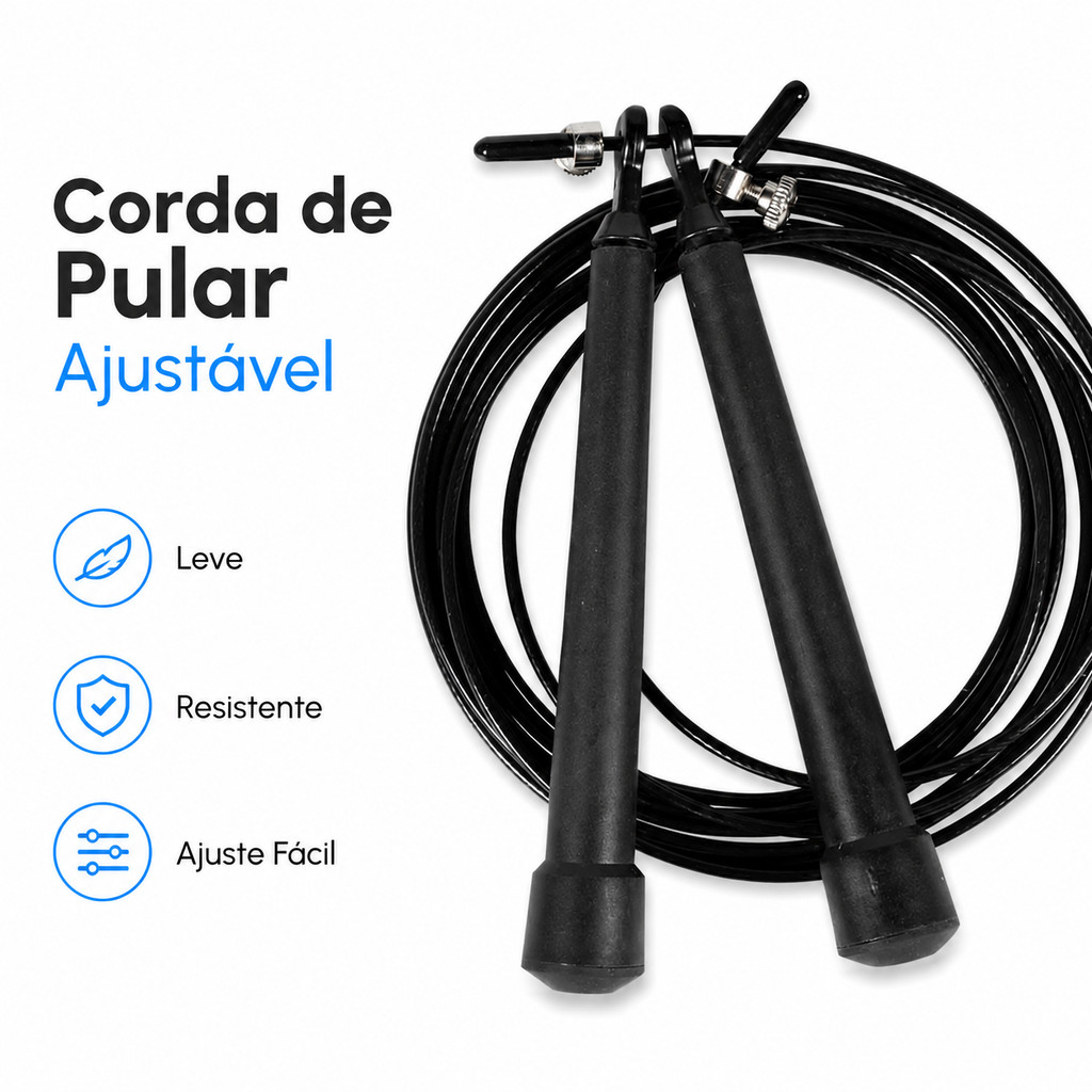 Corda De Pular Ajustável Exercício Funcional Academia - Pvc Resistente