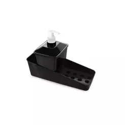 Conjunto Organizador Pia Porta Detergente Esponja Sabão Liquido Preto Plasútil