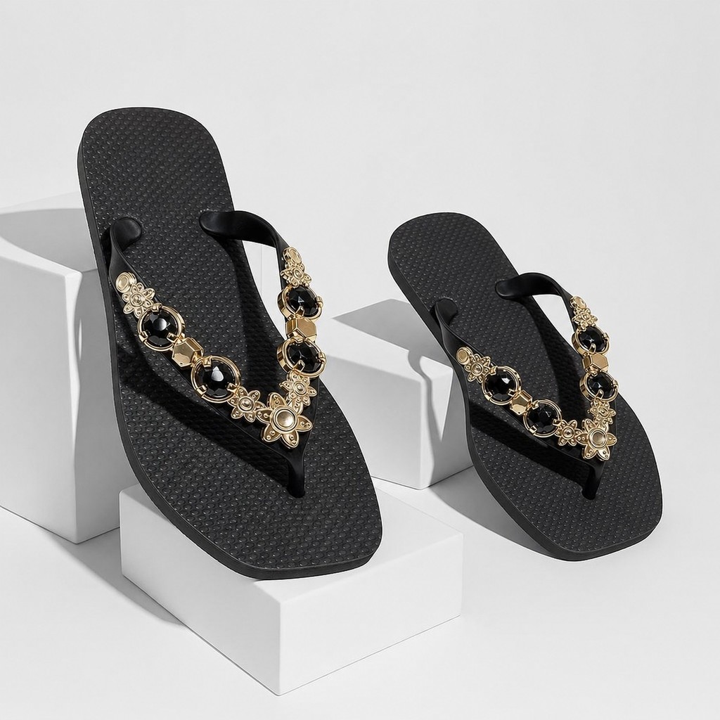 Chinelo Feminino Pedraria Rasteirinha Sandália Rasteira Confortável Leve Antiderrapante Elegante Casual Dia a Dia