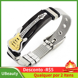 Pulseira Masculina, Acessórios Masculinos, Pulseiras de Aço Inoxidável Masculinas, Pulseira de Guitarra, Presente para P