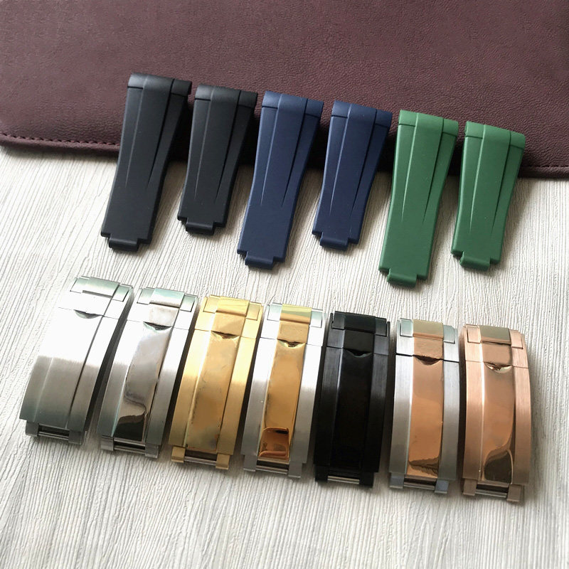Substituto Rolex pulseira de relógio de Silicone masculino preto azul verde água fantasma GMT2 arco borracha pode pulsei