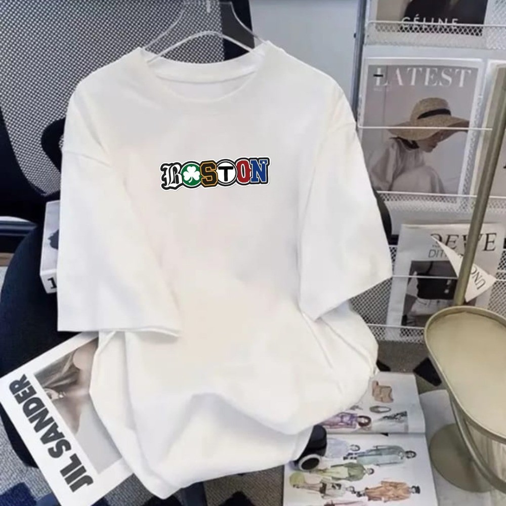 Camiseta Masculina unissex Estampada Boston Streetwear Camisa Algodão Lançamento Masculino e Feminino Estilo Gringo