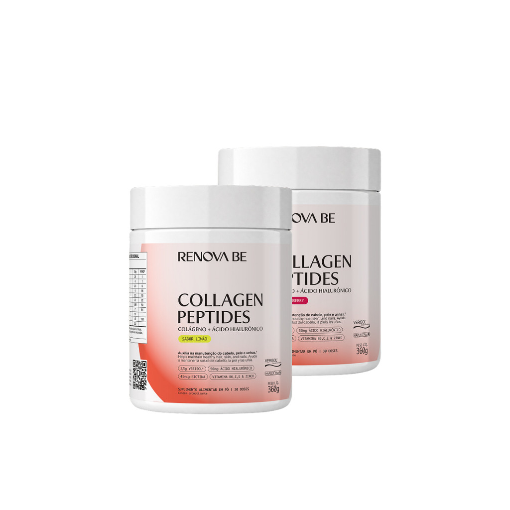 Kit 2 Collagen Peptides Renova Be Verisol com Ácido Hialurônico 60 Doses
