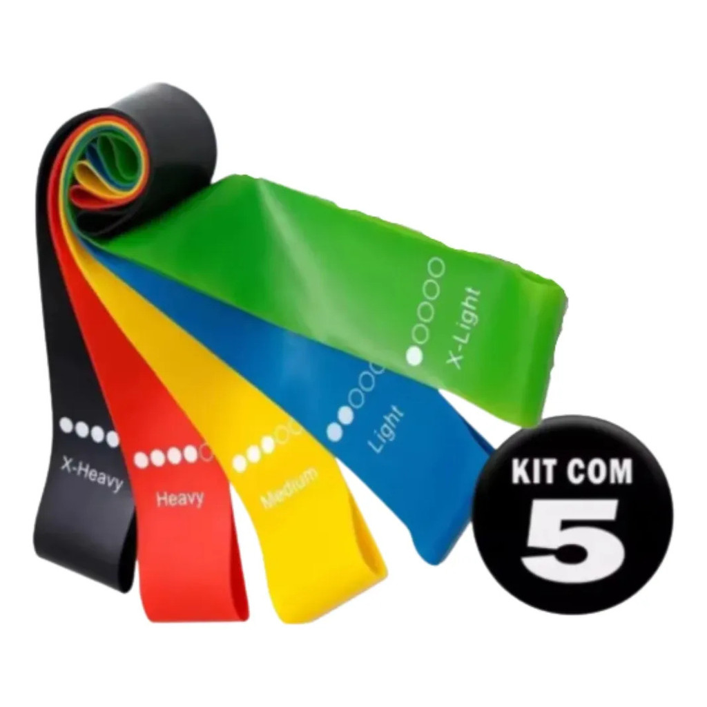 Kit 11 Elastico Extensor Treino Funcional Academia Em Casa Ginastica Mais 5 Mini Bands Faixas