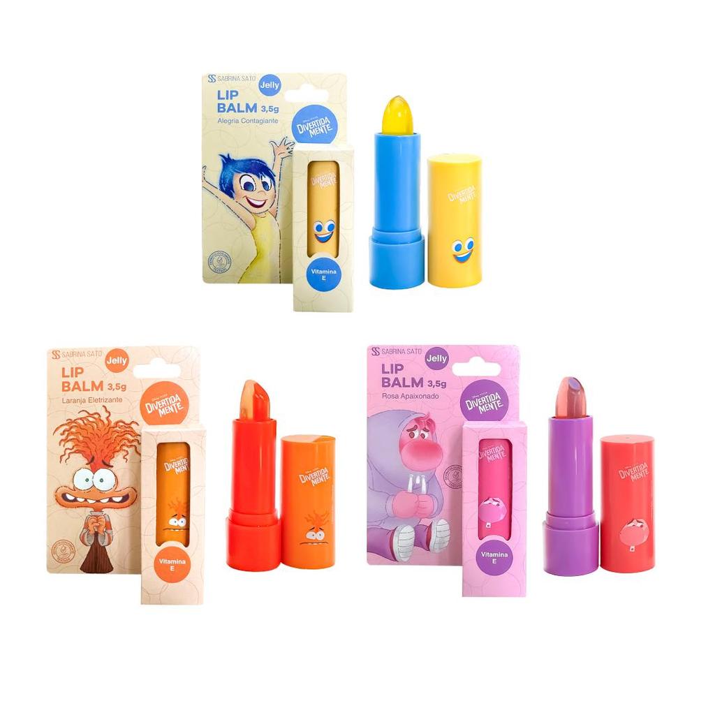 KIT 3 LIP BALM JELLY ALEGRIA, ANSIEDADE E VERGONHA DIVERTIDAMENTE