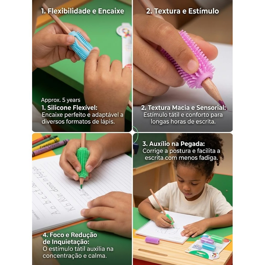 Adaptador de Lapis Sensorial Color Joy Blister com 3 leo&leo