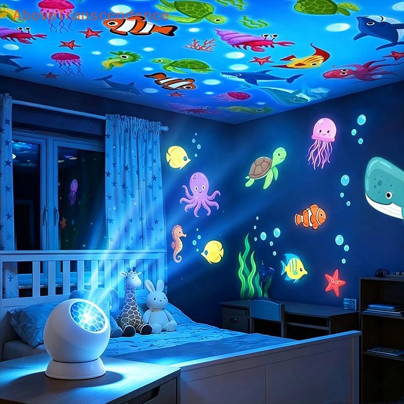 ABO LED Estrelado Oceano Projetor Luz Noturna Portátil Rotativa Lâmpada De Projeção Dinâmica Para Acampamento Festa No Q