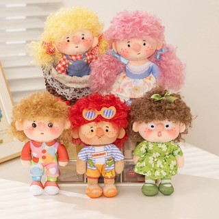 Genuíno pequenas sardas saco de cabelo encaracolado pingente boneca chaveiro pingente pequena boneca brinquedo de pelúci