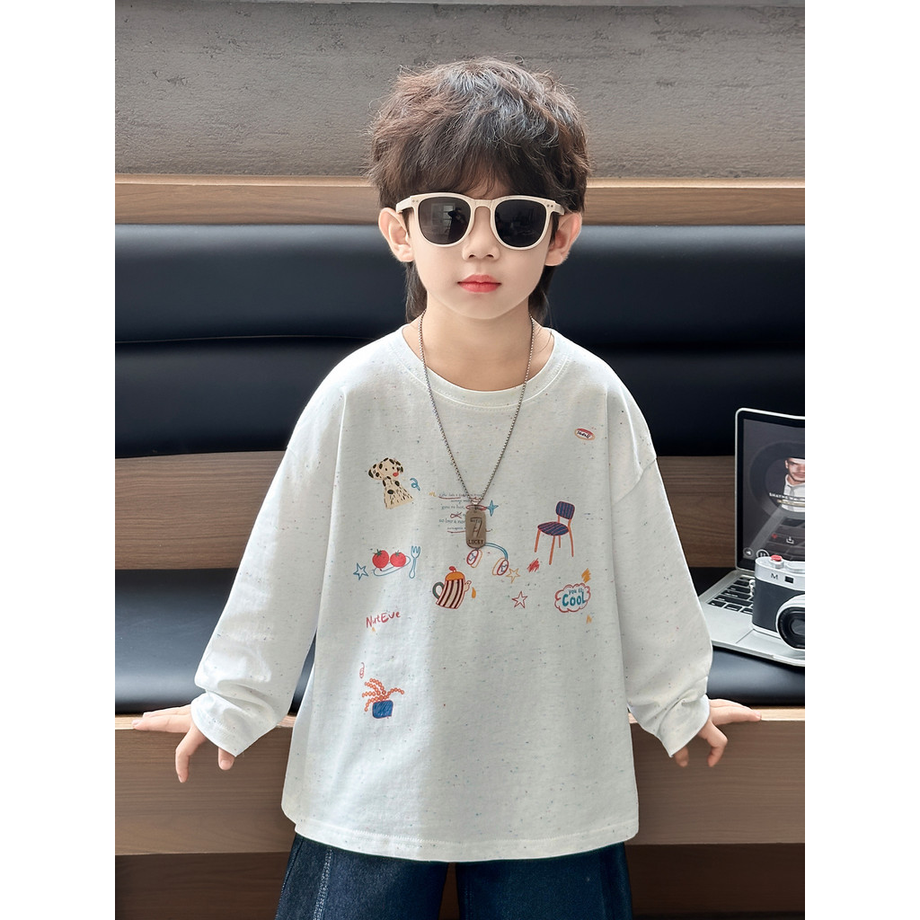 Meninos camiseta 2026 novo estilo início do outono crianças camiseta meninos crianças moda camisa de manga comprida esti