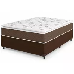 Cama Box Casal Colchão Molas Ensacadas Pillow Top Martino 138x188x63cm Marrom/Branco Umaflex - Supor