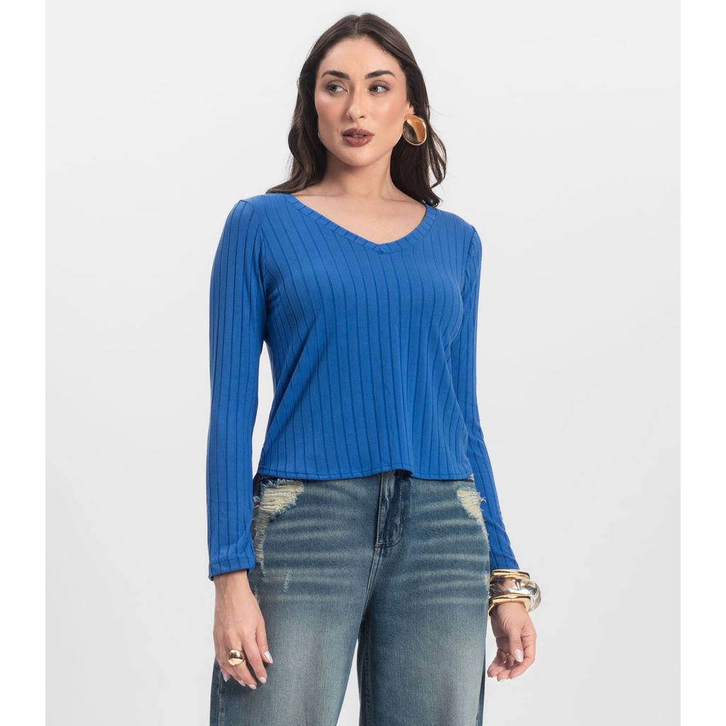 Blusa Manga Longa Infinita Cor Azul